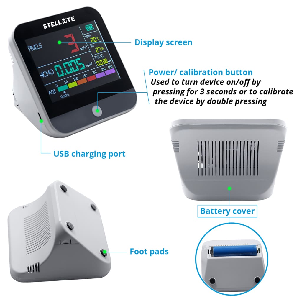 Stellate AQ100 Air Quality Monitor - Formaldehyde PM2.5 HCHO
